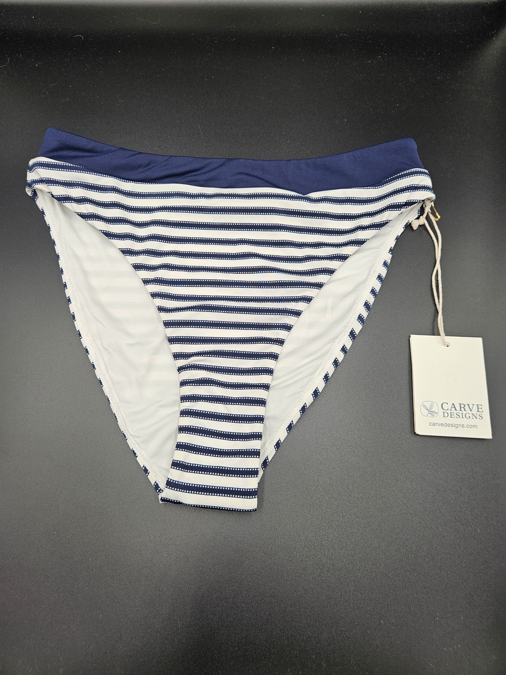 Carve Designs Stripe Bikini Bottoms S NWT Navy White Low Rise UPF 50